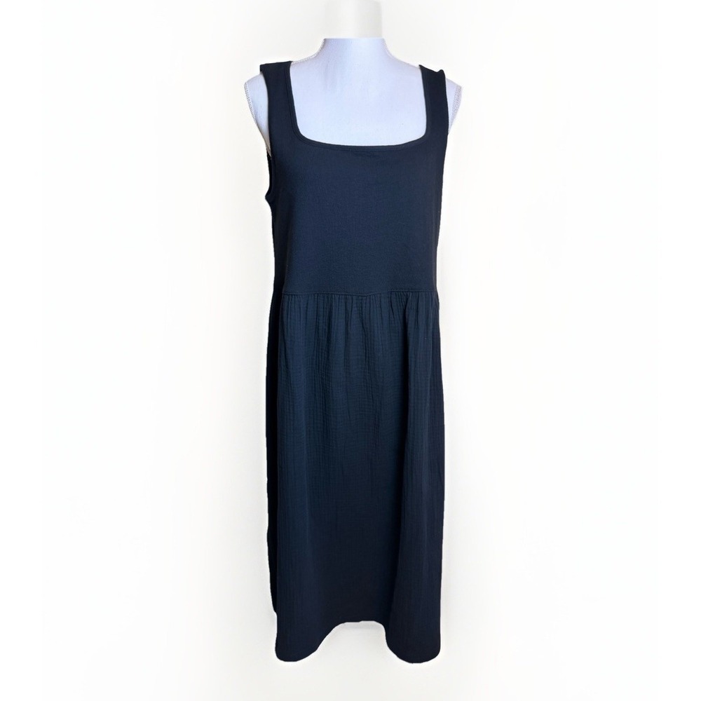 Madewell Dress Women's Large Black Knit Mixed Media Tank Dress NWT